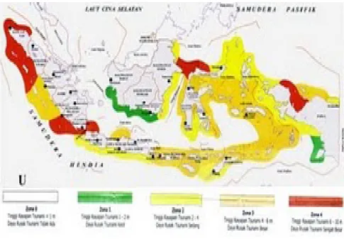 Gambar 1. Daerah Potensi Tsunami Indonesia. Sumber:  Nungrat  2001. 