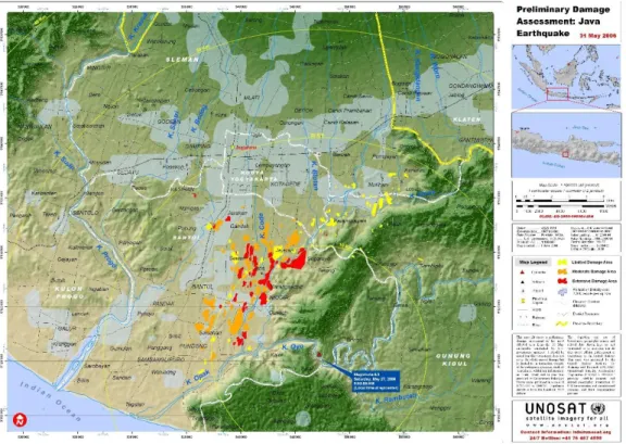 Gambar 1. Jumlah kerusakan bangunan akibat gempabumi Bantul                        27 Mei 2006 (UNOCHA, 2006) 