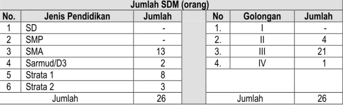 Tabel 4.1.  SDM Penyelenggara Tugas Pembantuan Bidang Tanaman Pangan dan  Hortikultura 