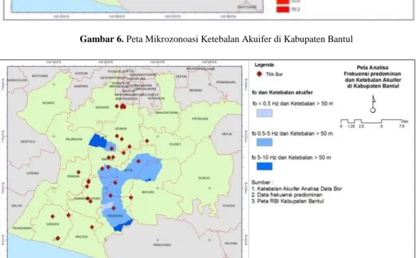 Gambar 7. Peta Analisa Frekuensi predominan dan Ketebalan Akuifer di Kabupaten Bantul