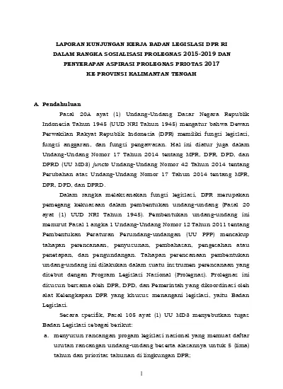 B. Mengoordinasikan Penyusunan Program Legislasi Nasional Yang Memuat ...