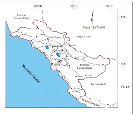 Gambar 1 Peta Lokasi Gunung Talang, Sumatera Barat (skala tidak sesuai gambar)