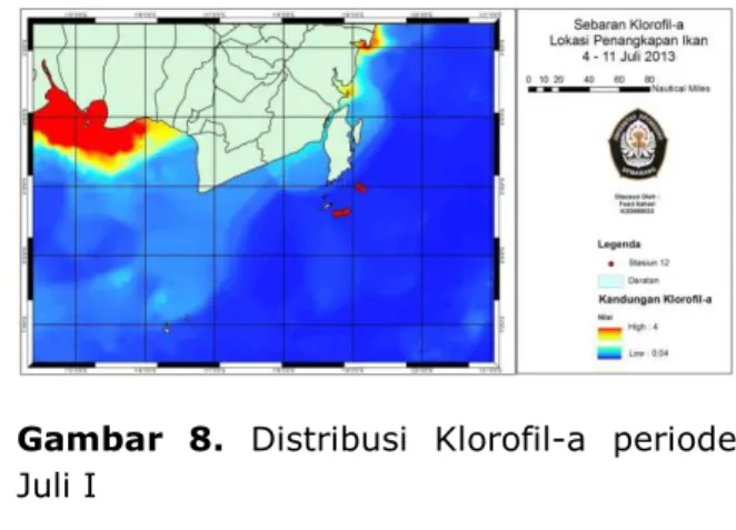 Gambar  6.  Distribusi  Klorofil-a  periode  Juni III 