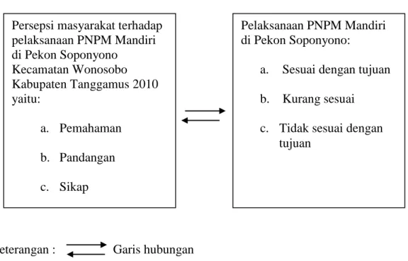 Gambar  1.  Kerangka  pikir  persepsi  masyarakat  terhadap  pelaksanaan  PNPM  Mandiri  di  Pekon  Soponyono  Kecamatan  Wonosobo Kabupaten Tanggamus 2010 