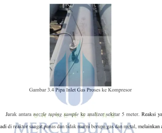 Gambar 3.4 Pipa Inlet Gas Proses ke Kompresor 