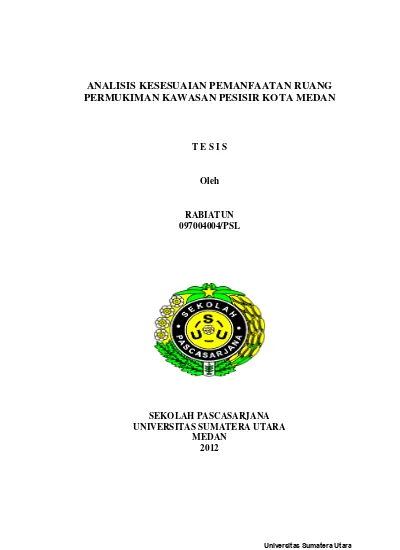 ANALISIS KESESUAIAN PEMANFAATAN RUANG PERMUKIMAN KAWASAN PESISIR KOTA MEDAN