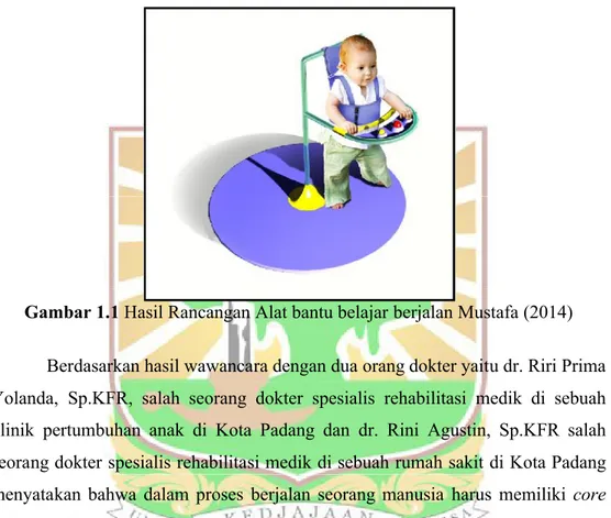 Gambar 1.1 Hasil Rancangan Alat bantu belajar berjalan Mustafa (2014)