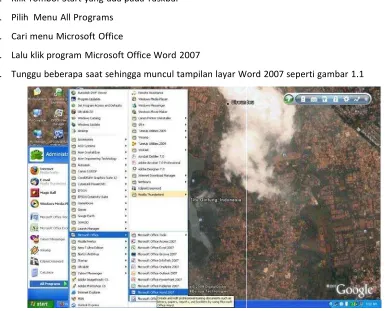 Gambar 1.1  Memulai Microsoft Word 2007