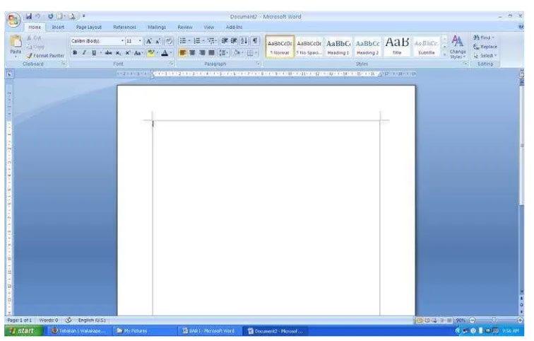 Gambar 1.2 Tampilan layar pada Word 2007