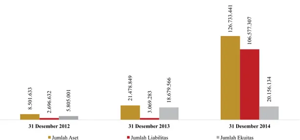 Grafik berikut menyajikan pertumbuhan aset, liabilitas dan ekuitas pada tanggal 31 Desember 2012, 2013 dan 2014: