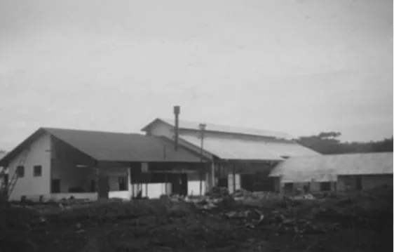 Gambar 8. Pembangunan pabrik karet utama di area perkebunan Tebenan di Onderafdeeling Banjoeasin en Koeboestrekken, 1938