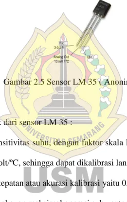 Gambar 2.5 Sensor LM 35 ( Anonim, 2015 ) 
