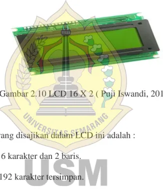 Gambar 2.10 LCD 16 X 2 ( Puji Iswandi, 2016 ) 