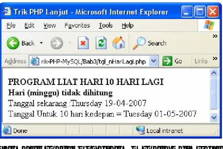 Gambar Hasil program n Hari kemudian