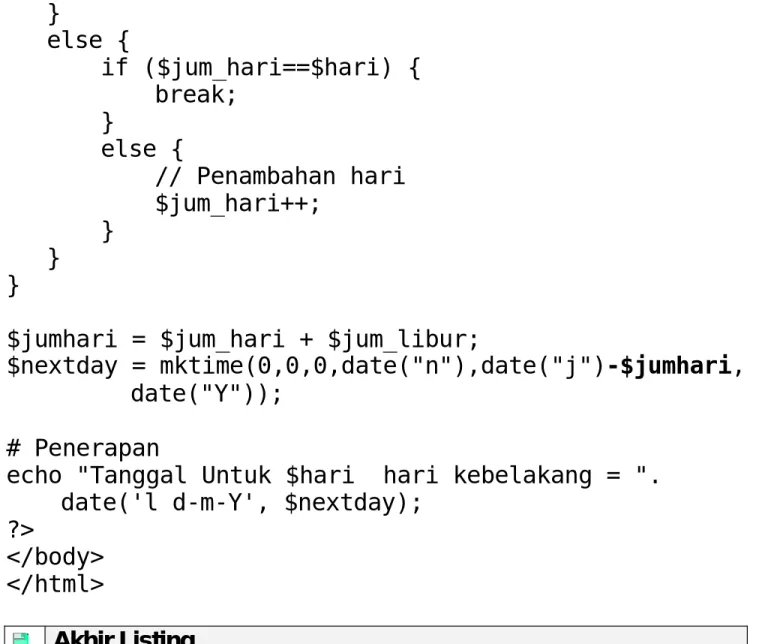Gambar Hasil Program n Hari yang Lalu