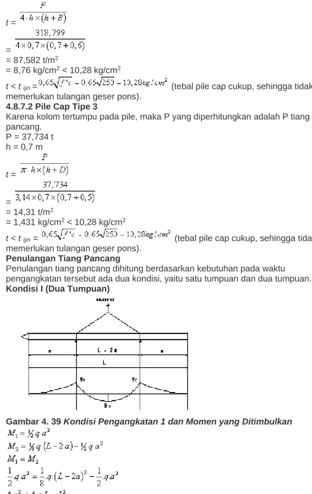 Gambar 4. 39 Kondisi Pengangkatan 1 dan Momen yang Ditimbulkan 