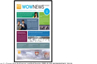 Gambar 1. Cover dan halaman artikel berita IPB di QS WOWNEWS 2019 