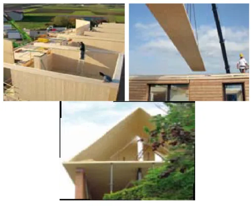 Gambar 2 Penggunaan CLT untuk elemen dinding, langit-langit, dan atap 