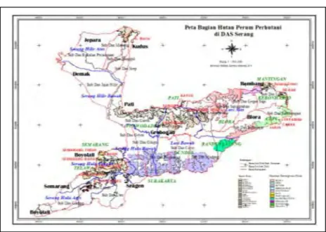 Gambar 4. Peta Bagian Hutan KPH Perum Perhutani di DAS Serang. 