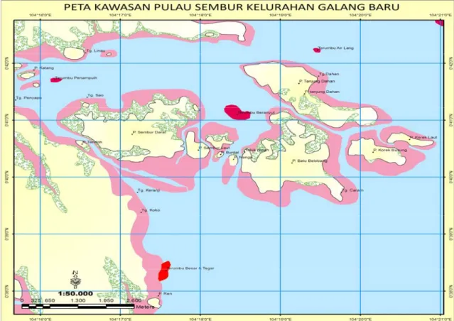 Gambar 5.2. Peta Wilayah Pulau Sembur Kelurahan Galang Baru  5.1.2. Administrasi Pemerintahan 