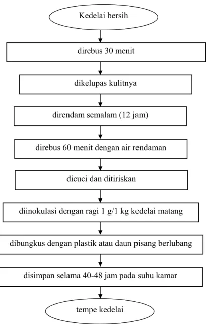 Gambar 2. Proses pembuatan tempe kedelai (Koswara, 1995) direbus 30 menit 