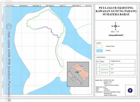 Gambar 6 Peta jalur eksisting di kawasan wisata Gunung Padang