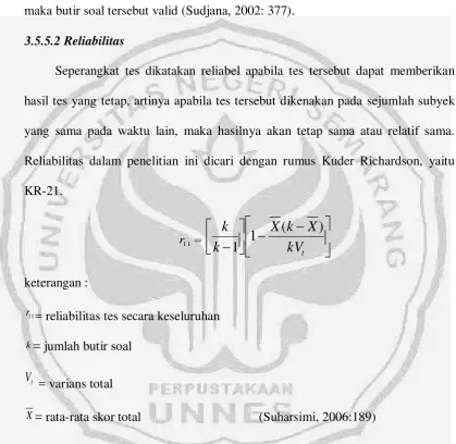 Tabel 3.3 Klasifikasi reliabilitas soal 