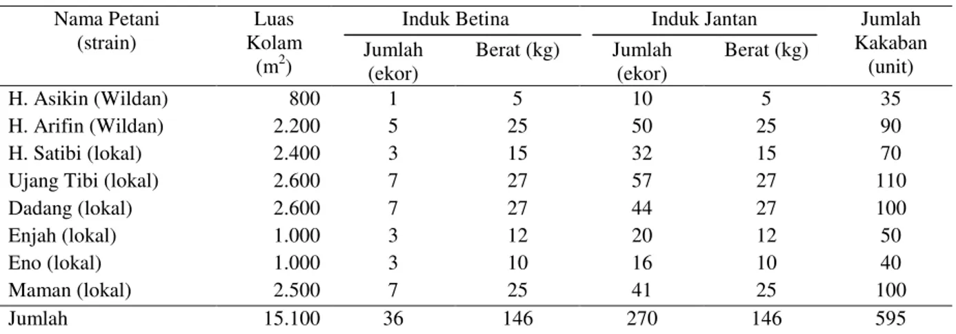 Tabel 4.  Produksi Kebul Strain Lokal yang Diperoleh serta Analisa Biaya Produksi pada Pembibitan Ikan Mas di  Kabupaten Cianjur, Oktober 1999 