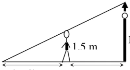 Gambar  di  atas  menunjukan  seorang  anak  yang  berdiri  pada  jarak  x  m  dari  tiang  lampu  memiliki panjang bayangan (x+1) m