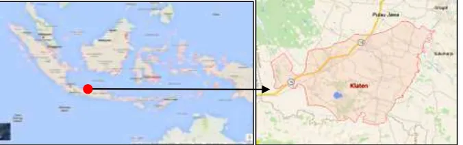 Gambar 1. 3 Peta lokasi kota Klaten 2016 (Sumber : www.googlemaps.com) 