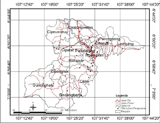 Gambar 3. Peta Lokasi Pengecekan Lapang di Kabupaten Bandung Barat 