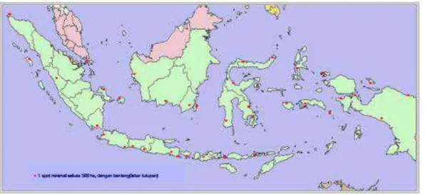 Gambar  III. 1. Persebaran  Tanaman  Nyamplung  (Calophyllum  inophyllum  ) di  Indonesia 