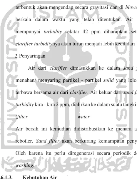Tabel 4.9 Kebutuhan Air Pendingin 
