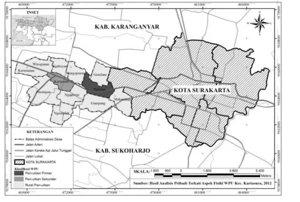 Gambar 3. Peta Tipologi Zona WPU Kecamatan Kartasura Berdasar Aspek Fisik 