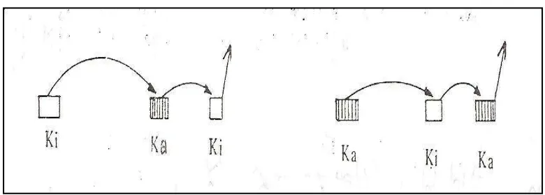 Gambar 5. Tolakan kaki kiri dan Tolakan kaki kanan (Sumber A. Sarumpaet dkk, 1992:235) 