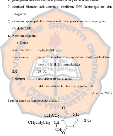 Gambar 6. Struktur kimia natrium tiopental (Anonim, 2001) 