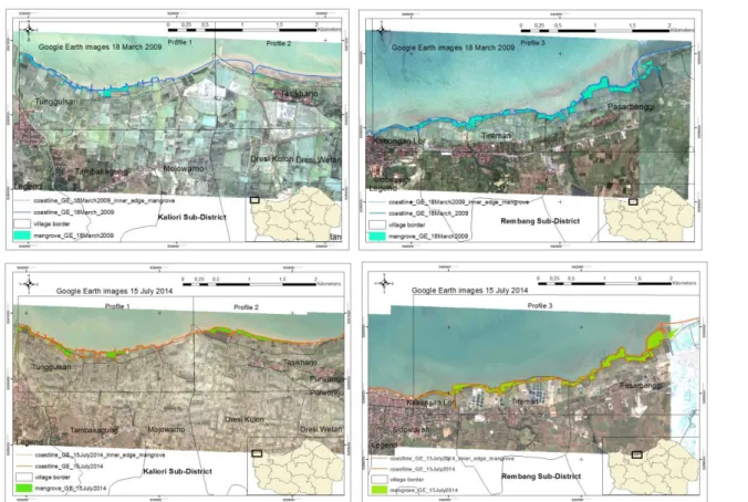 Table 3.  The  changes  of  mangroves  and  coastline  extracted  from  Google  Earth  period   2009-2014 