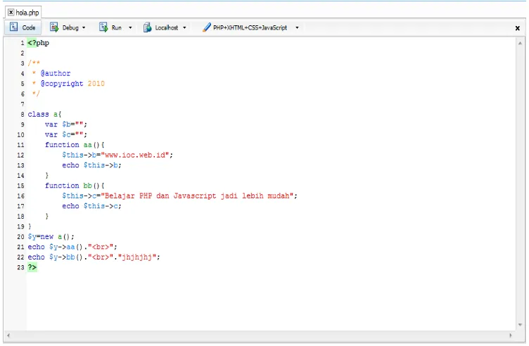 Gambar 2.10 Contoh Script PHP dalam Dreamweaver 