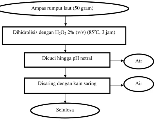 Gambar 6. Diagram alir pemurnian selulosa dari ampas Eucheuma cottonii Sumber : Hidayati (2000, dengan modifikasi)