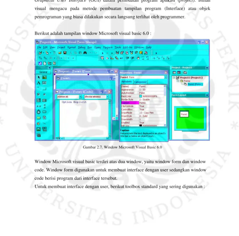 Gambar 2.7. Window Microsoft Visual Basic 6.0 