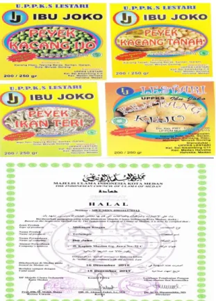 Gambar 3. Stiker kemasan dan sertifikat halal dari  MUI 