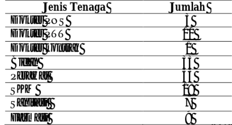Tabel 2. Jumlah Tenaga Kesehatan yang ada di Kabupaten Sabu Raijua, Juni 2012  Jenis Tenaga  Jumlah 