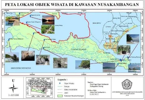 Gambar 1 Peta Lokasi Objek Wisata di Kawasan Nusakambangan 