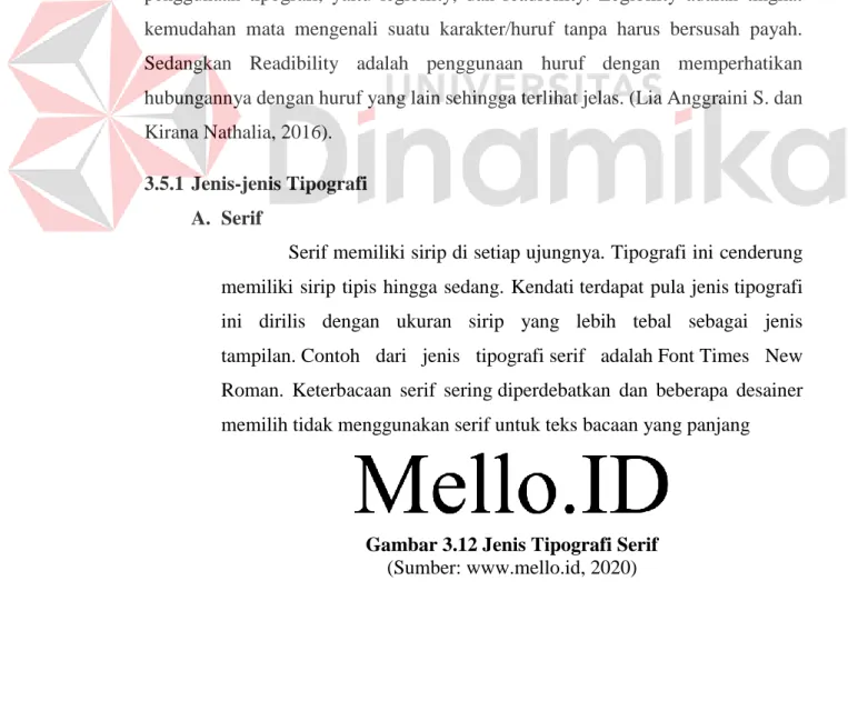 Gambar 3.12 Jenis Tipografi Serif   (Sumber: www.mello.id, 2020) 