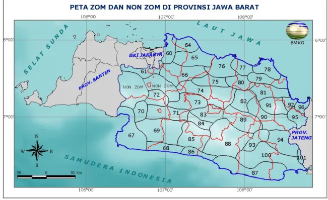 Gambar 1. Peta ZOM dan Non ZOM di Provinsi Jawa Barat 