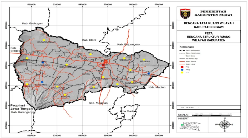 Gambar 2. 2 Peta Rencana Struktur Ruang Kabupaten Ngawi 