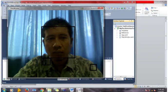 Gambar 6. Deteksi kepala dengan webcame resolusi 1 MP dan pencahayaan redup 