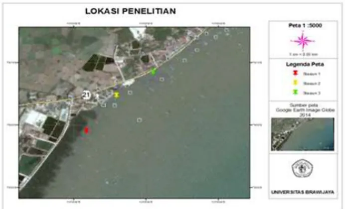 Gambar 1. Lokasi Penelitian dan Letak stasiun  (Google earth, 2015) 