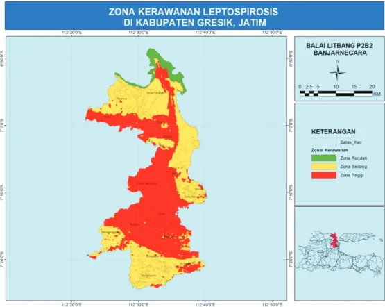 Gambar 3. Zona Kerawanan Leptospirosis di Kabupaten Gresik Tahun 2012