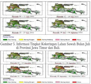 Gambar 5. Informasi Tingkat Kekeringan Lahan Sawah Bulan Juli                    di Provinsi Jawa Timur dan Bali.